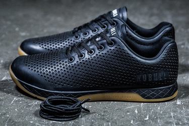Nobull Leather Men's Trainers Black | Australia (NJ5978)